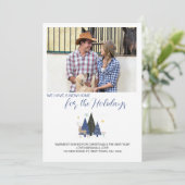 Scandi Kerstboom Landschap Foto Nieuw adres Feestdagenkaart (Staand voorkant)