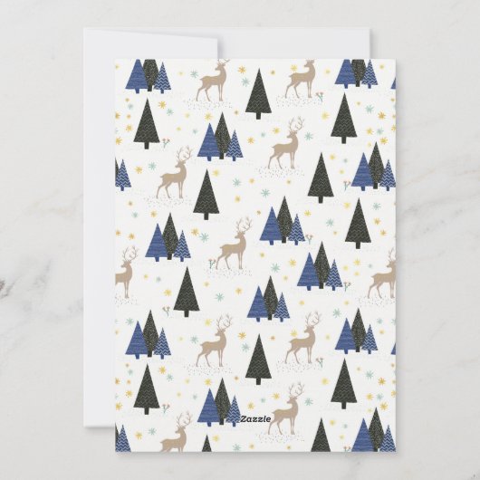 Scandi Kerstboom Landschap Foto Nieuw adres Feestdagenkaart (Achterkant)