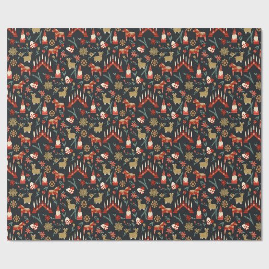 Scandi-kerstfeestontwerp Cadeaupapier (Vlak)