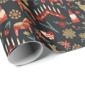 Scandi-kerstfeestontwerp Cadeaupapier (Rol Hoek)