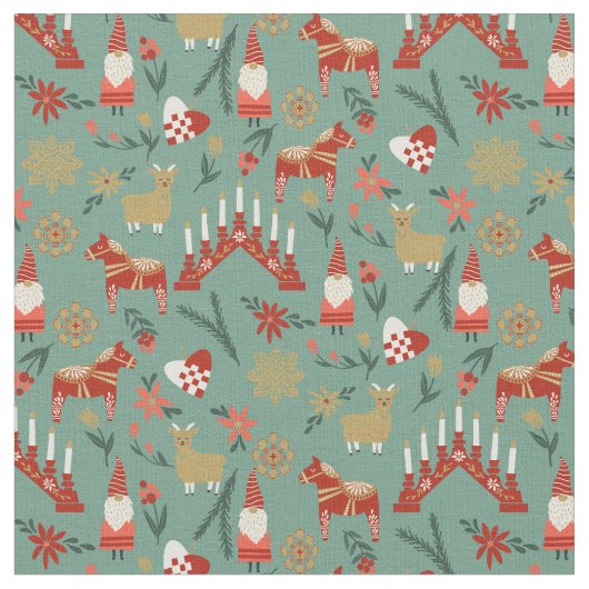 Scandi KerstGod Jul Folk Stof (Close Up)