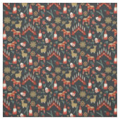Scandi Kerstgod jul folk zwart Stof (Swatch)