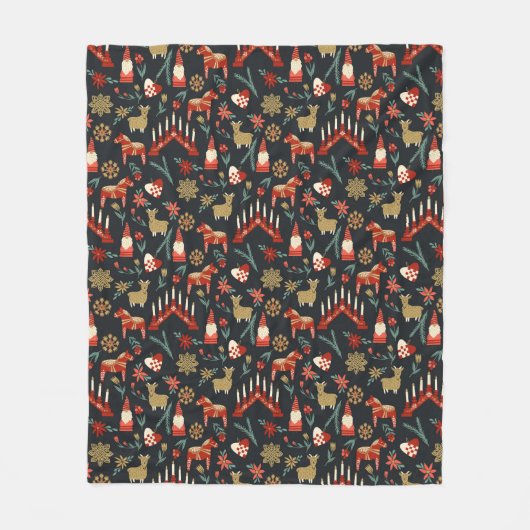 Scandi kersthoutskool fleece deken (Voorkant)