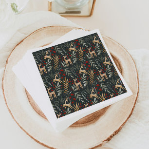 Scandi Kerstkrant Napkins Nordic Holiday Deer Servet