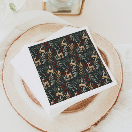 Scandi Kerstkrant Napkins Nordic Holiday Deer Servet