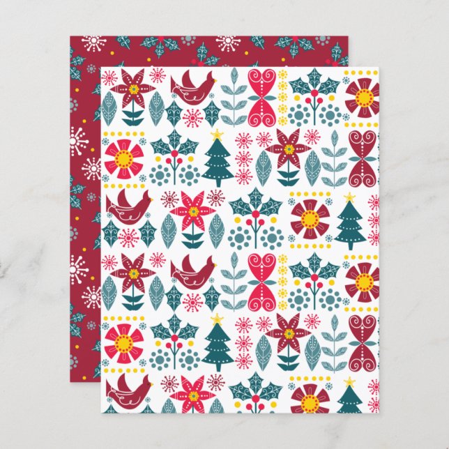 Scandi-kerstschroefpapier, snowflakes heilig (Voorkant / Achterkant)