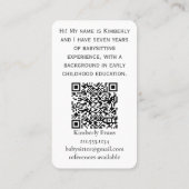 SCANDI Konijn Bloemen Marine Babysitter QR Code Visitekaartje (Achterkant)