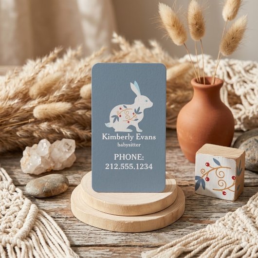 SCANDI Konijn Bloemendecor Marine Oppas QR Code  Visitekaartje