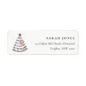Scandi Minimaal Blush Hart Kerstboom Adres Etiket (Voorkant)