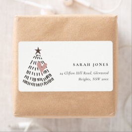 Scandi Minimaal Blush Hart Kerstboom Adres Etiket