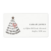 Scandi Minimaal Blush Hart Kerstboom Adres Etiket (Voorkant)