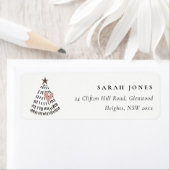 Scandi Minimal Blush Heart Christmas Tree Address Etiket (Insitu)