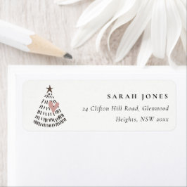 Scandi Minimal Blush Heart Christmas Tree Address Etiket