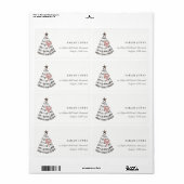 Scandi Minimal Blush Heart Christmas Tree Address Etiket (Full Sheet)