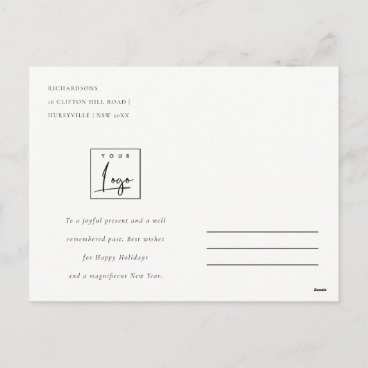 Scandi Minimal Blush Heart Christmas Tree Logo Feestdagenkaart (Achterkant)