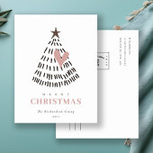 Scandi Minimal Blush Heart Christmas Tree Logo Feestdagenkaart