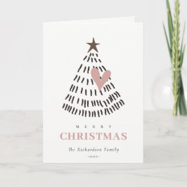 Scandi Minimal Blush Heart Logo Christmas Tree Feestdagen Kaart