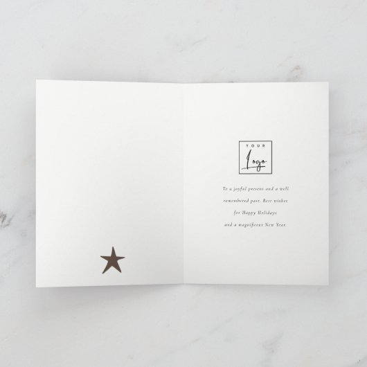 Scandi Minimal Blush Heart Logo Christmas Tree Feestdagen Kaart (Binnen)