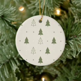 Scandi Minimalistische Bomen Patroon Kerst Decorat Keramisch Ornament
