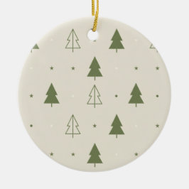 Scandi Minimalistische Bomen Patroon Kerst Decorat Keramisch Ornament