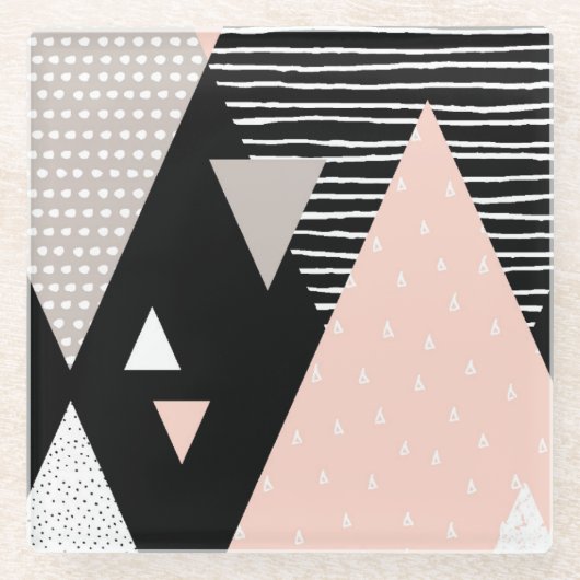 Scandi Mountain Peak Design Glazen Onderzetter (Voorkant)