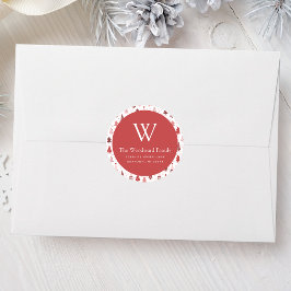 Scandi Pine Tree Pattern Roze kerstadres Ronde Sticker