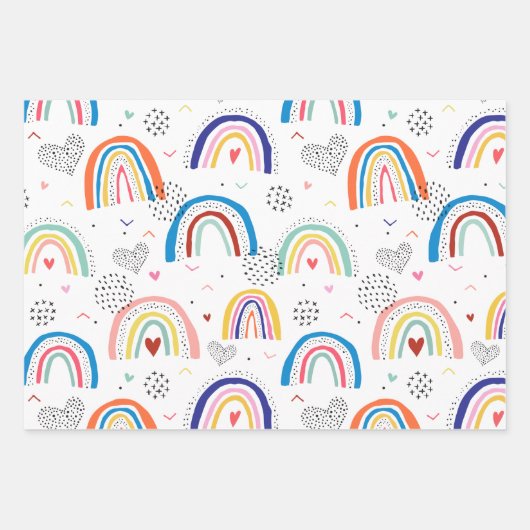 Scandi Rainbow Wrapping Paper Sheet Set (Voorkant)
