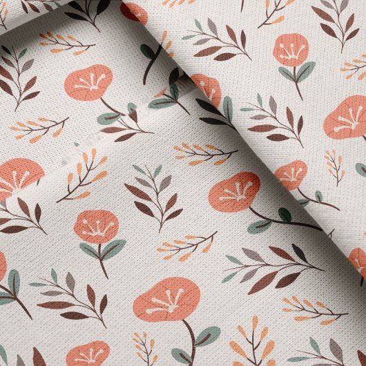 Scandi Red Poppies Fabric Stof
