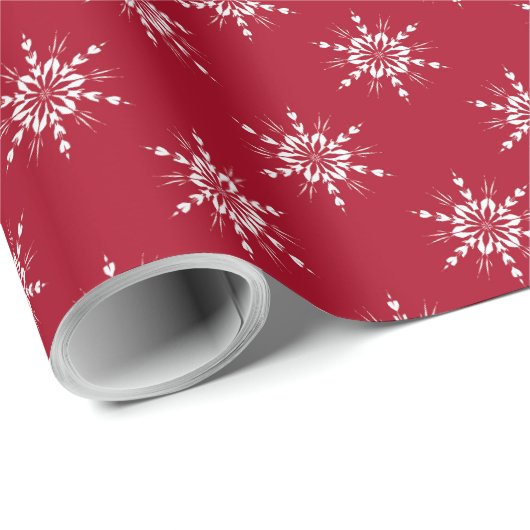 Scandi Red White Snowflake Cadeaupapier (Rol Hoek)