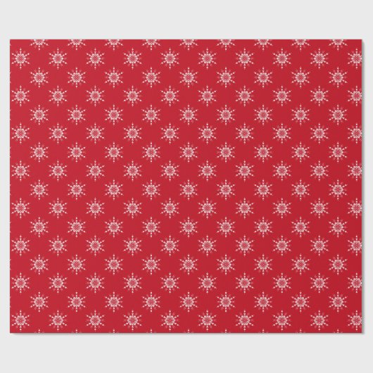 Scandi Red White Snowflake Cadeaupapier (Vlak)