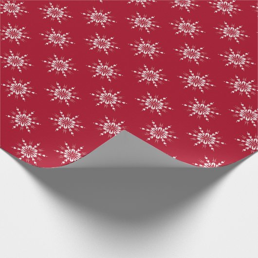 Scandi Red White Snowflake Cadeaupapier (Hoek)