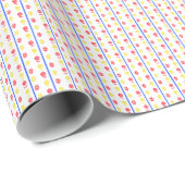 Scandi Red Yellow Flower Blue Stripe Cadeaupapier (Rol Hoek)