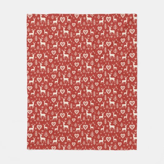 Scandi Reindeer Hearts Fleece Deken (Voorkant)