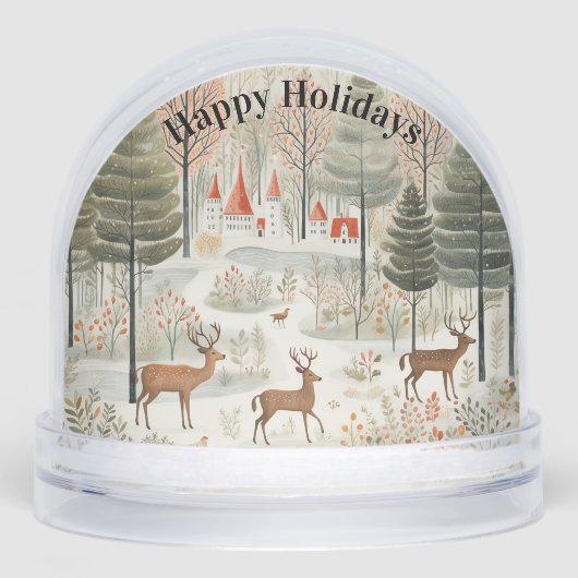 Scandi Reindeers Forest Snow Scene Sneeuwbol (Voorkant)