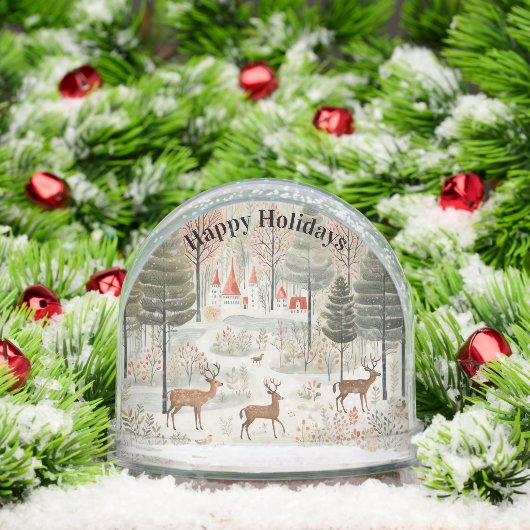 Scandi Reindeers Forest Snow Scene Sneeuwbol (Kerstmis)