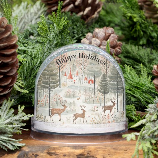 Scandi Reindeers Forest Snow Scene Sneeuwbol (Winter)