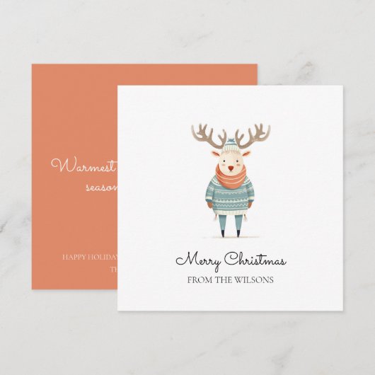 Scandi rendier met trui kerstkaart (Voorkant / Achterkant)