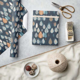 Scandi Scandinavisch Blauw Botanisch Kerstmis Cadeaupapier