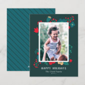 Scandi Style Mod Festive Green Family Foto Feestdagenkaart (Voorkant / Achterkant)