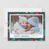 Scandi Style Mod Festive Green Family Foto Feestdagenkaart (Voorkant)