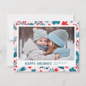 Scandi Style Mod Red & Blue Family Foto Feestdagenkaart (Voorkant)