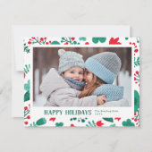 Scandi Style Mod Red & Green Family Foto Feestdagenkaart (Voorkant)