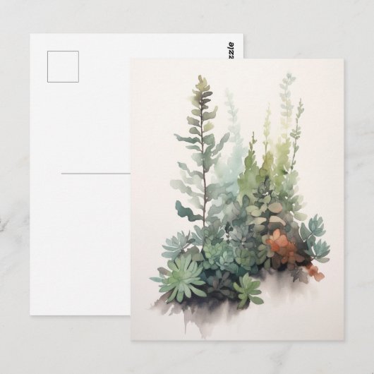 Scandi Succulents - Digitale Waterverf Poster Briefkaart (Voorkant / Achterkant)