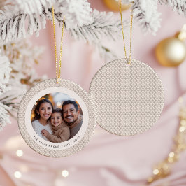 Scandi Tan en Witte Sneeuwvlok Foto Keramisch Ornament