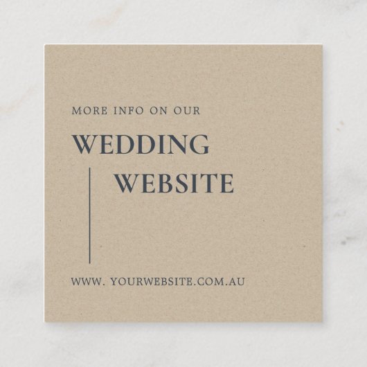 SCANDI TERRACOTTA RUST MONOGRAM WEDDING WEBSITE VIERKANTE VISITEKAARTJE (Achterkant)