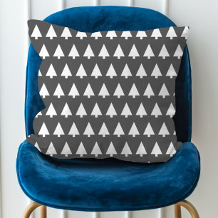 Scandi Tree Patroon   Minimalistisch zwart-wit Kussen