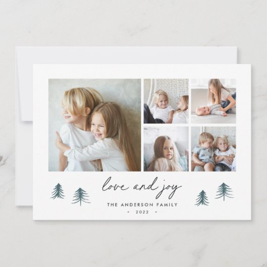 Scandi Trees | Moderne minimalistische fotocollage Feestdagenkaart (Voorkant)