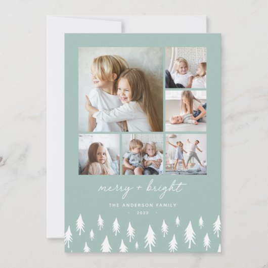 Scandi Trees | Moderne minimalistische fotocollage Feestdagenkaart (Voorkant)