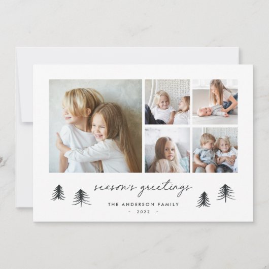 Scandi Trees | Moderne minimalistische fotocollage Feestdagenkaart (Voorkant)