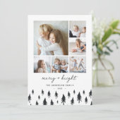 Scandi Trees | Moderne minimalistische fotocollage Feestdagenkaart (Staand voorkant)